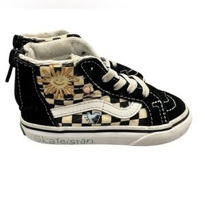 Vans X Skateistan Toddler Sk8-Hi Zip Checkerboard Shoes Size 7
